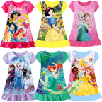 New Summer Anna Elsa Printing Cartoon Sleepwear Mermaid Girl Nightgowns Children Party Dresses Pajamas For Girls Dress