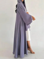 Full Sleeve Loose Open Front Abaya Muslim Women Abayas Solid Kaftans Islamic Maxi Dresses Jilbabs Middle-East Ethnic Clothing