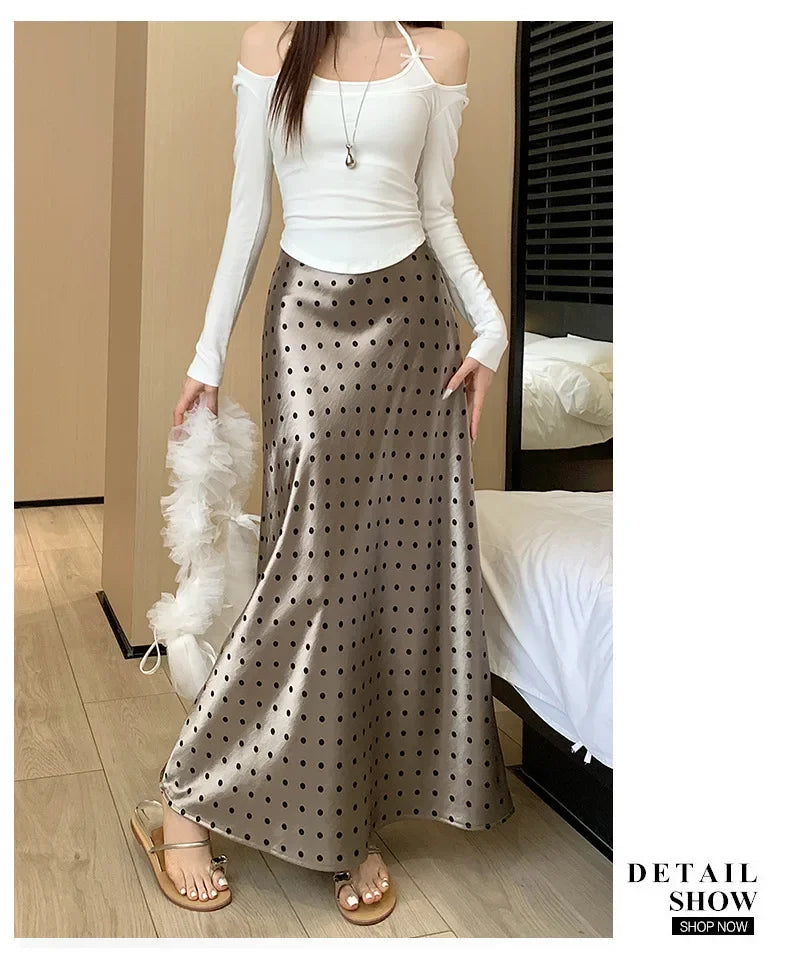 Spring 2025 High-Waisted Hoop Skirt Women's Vinegar Slimfish Tail Skirt A- Line Flared Hip Covering Long Dress