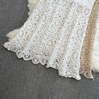 Boho Holiday Long Skirts Women Crochet Hollow Out Female Trumpet Skirt Ladies Elegant Lace Patchwork Summer Skirt Dropshipping
