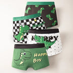4 Pcs/Set Kids Boys Underwear Cotton Children Boxer Shorts Dinosaur Cartoon Child Panty Breathable Boys Boxers Briefs Trunks