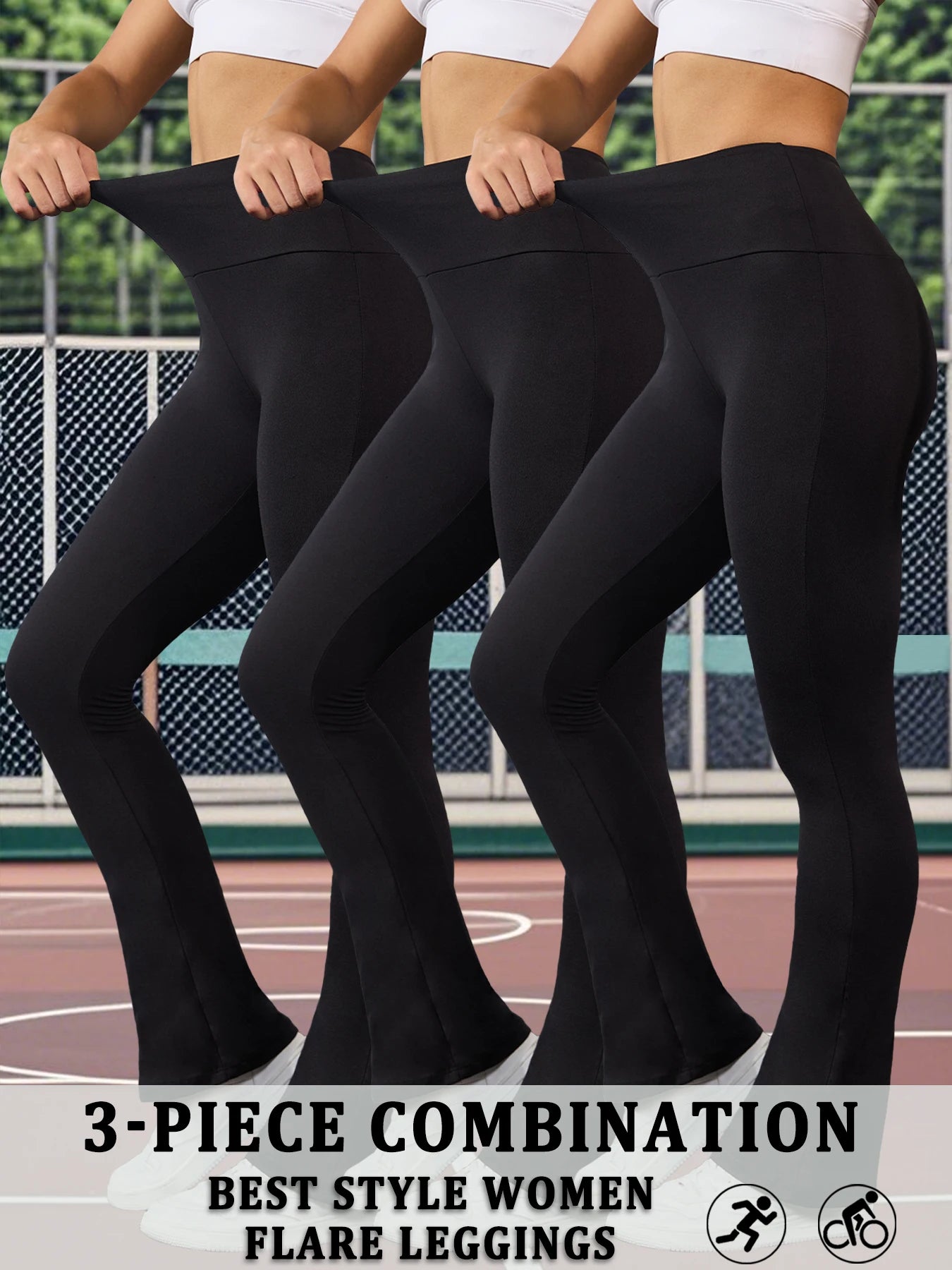 3 Pack Women's Super Soft Flare Pants High Waisted Tummy Control Workout Yoga Push Up Gym Fitness Long Leggings Bell Bottoms