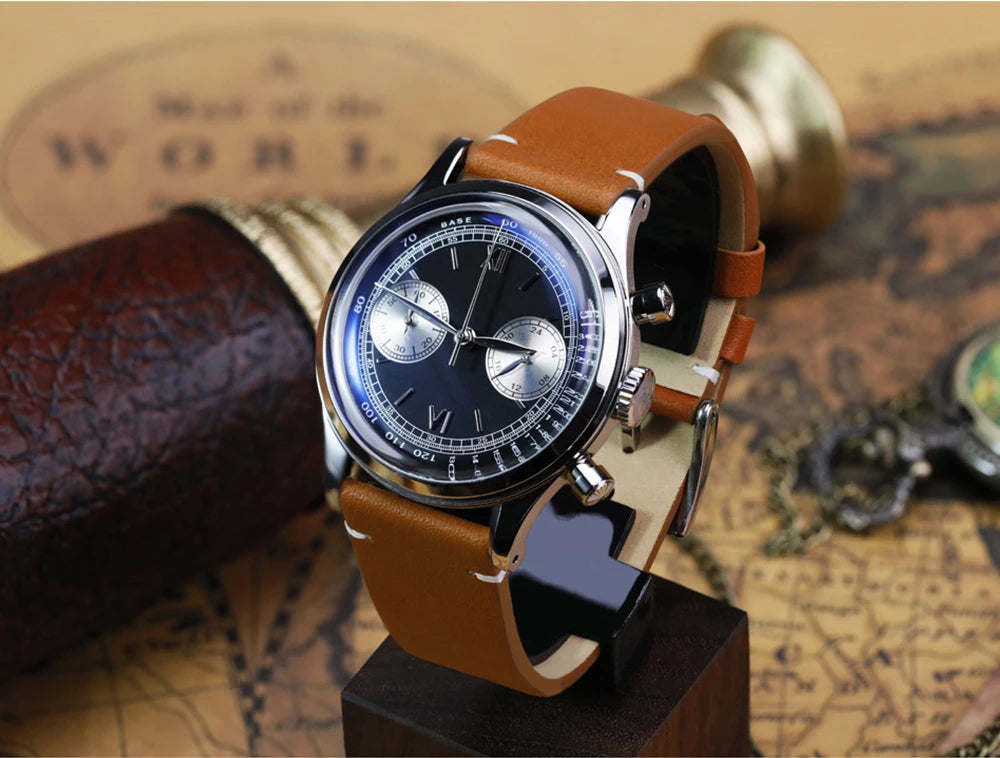 ADDIESDIVE Retro Quartz Watch for Men VK64 Multifunctional 24 Hour Chronograph Watches Bubble Mirror Glass 100m Dive Wristwatch