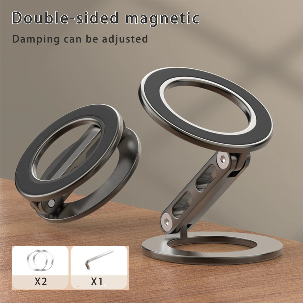 Double Magnetic Cell Phone Ring Holder Compatible with iPhone 16 12 13 12 eries MagSafe Removable Cell Phone Grip tablet ipad
