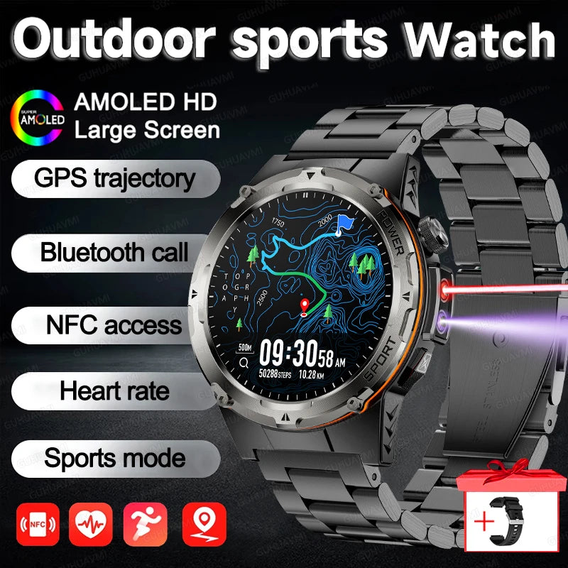 NEW For XIAOMI Outdoor Sports Smart Watch Men GPS Trackr Health Monitor BT Call NFC UV infrared Laser 5ATM Waterproof Smartwatch