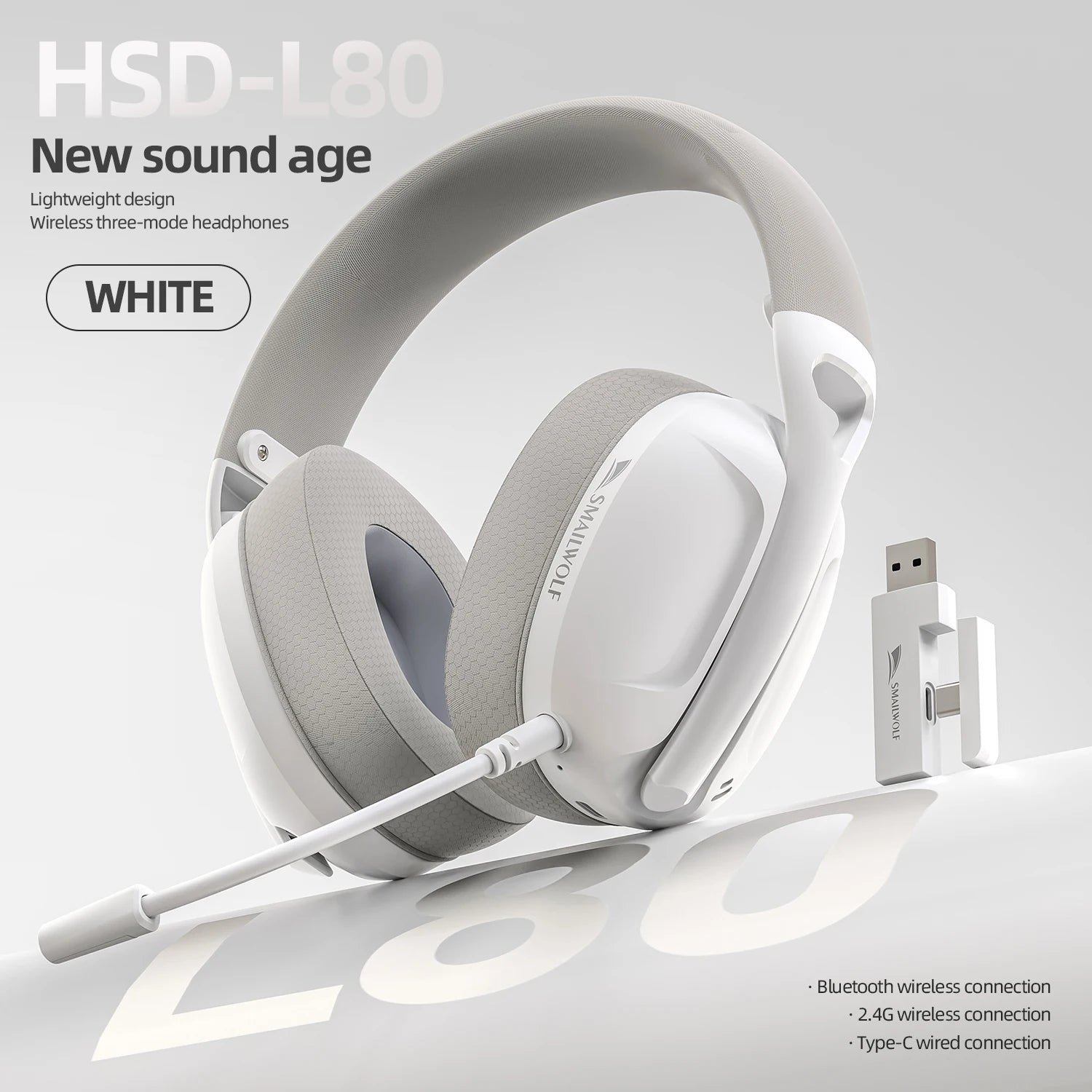 SMAILWOLF L80 Bluetooth wireless wired three-mode gaming headset laptop home lightweight headset with microphone