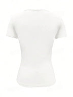 Summer Women's Tops Causal Basic T-Shirts Scoop Neck Short Sleeved Crop Tops Cute Slim Fit Tees Pullovers Clothing Y2K 2025 New