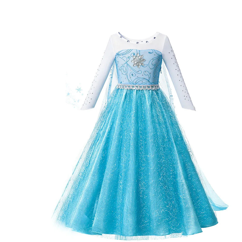 Anna Costume For Kids Girl Fancy Birthday Party Gown Princess Dress Carnival Party Children Clothing Full Printing Vestidos