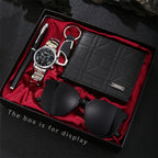 5 pieces/set of fashionable and all-matching men's watch set + wallet + glasses + key chain + pen birthday gift set