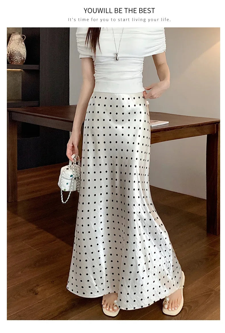 Spring 2025 High-Waisted Hoop Skirt Women's Vinegar Slimfish Tail Skirt A- Line Flared Hip Covering Long Dress