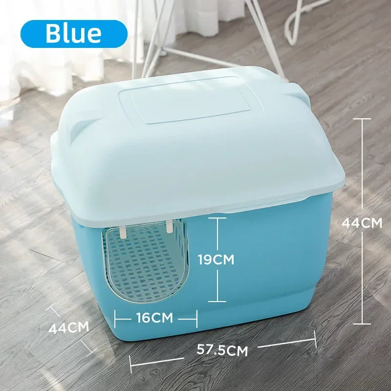 HOOPET Cat Litter Box Large Capacity Cat Litter Boxes with Hallway Pet Pan Supplies for Cats and Kittens Splash Proof Litters