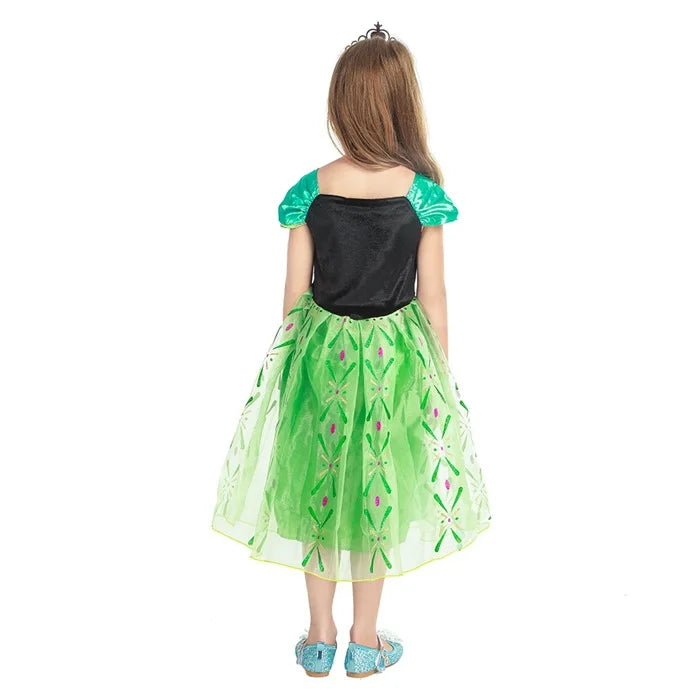 Anna Costume For Kids Girl Fancy Birthday Party Gown Princess Dress Carnival Party Children Clothing Full Printing Vestidos