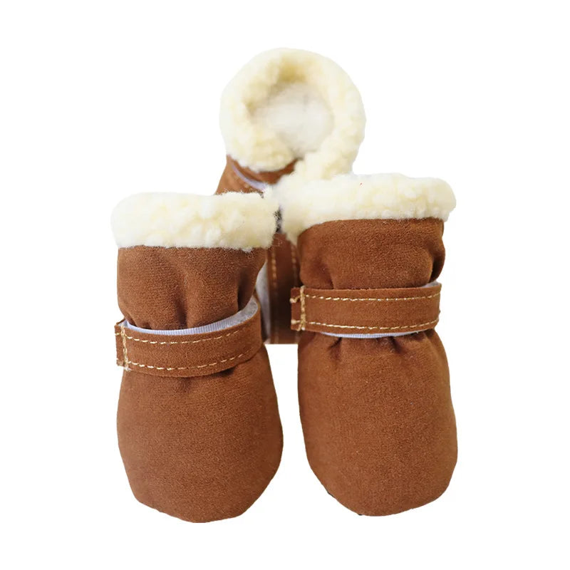 4Pcs /Set Winter Pet Shoes for Small Medium Dogs Windproof Boots Non Slip French Bulldog Chihuahua Shoes accesorios para perros