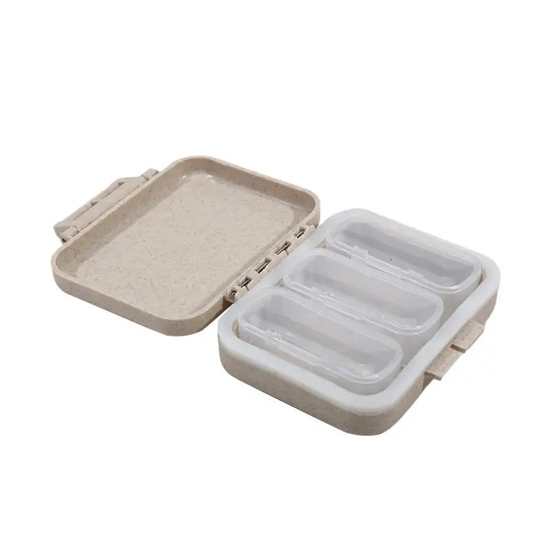 3 Grids Organizer Container For Tablets Travel Pill box With Seal Ring Small Box For Tablets Wheat Straw Container For Medicines