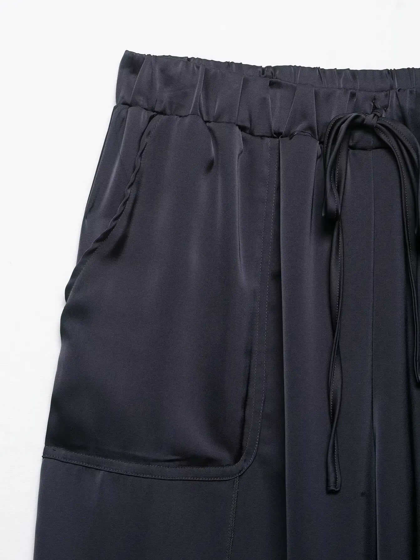 MYST&ZA2025 new summer women's casual simple halter neck backless sleeveless top + drawstring wide-leg trousers