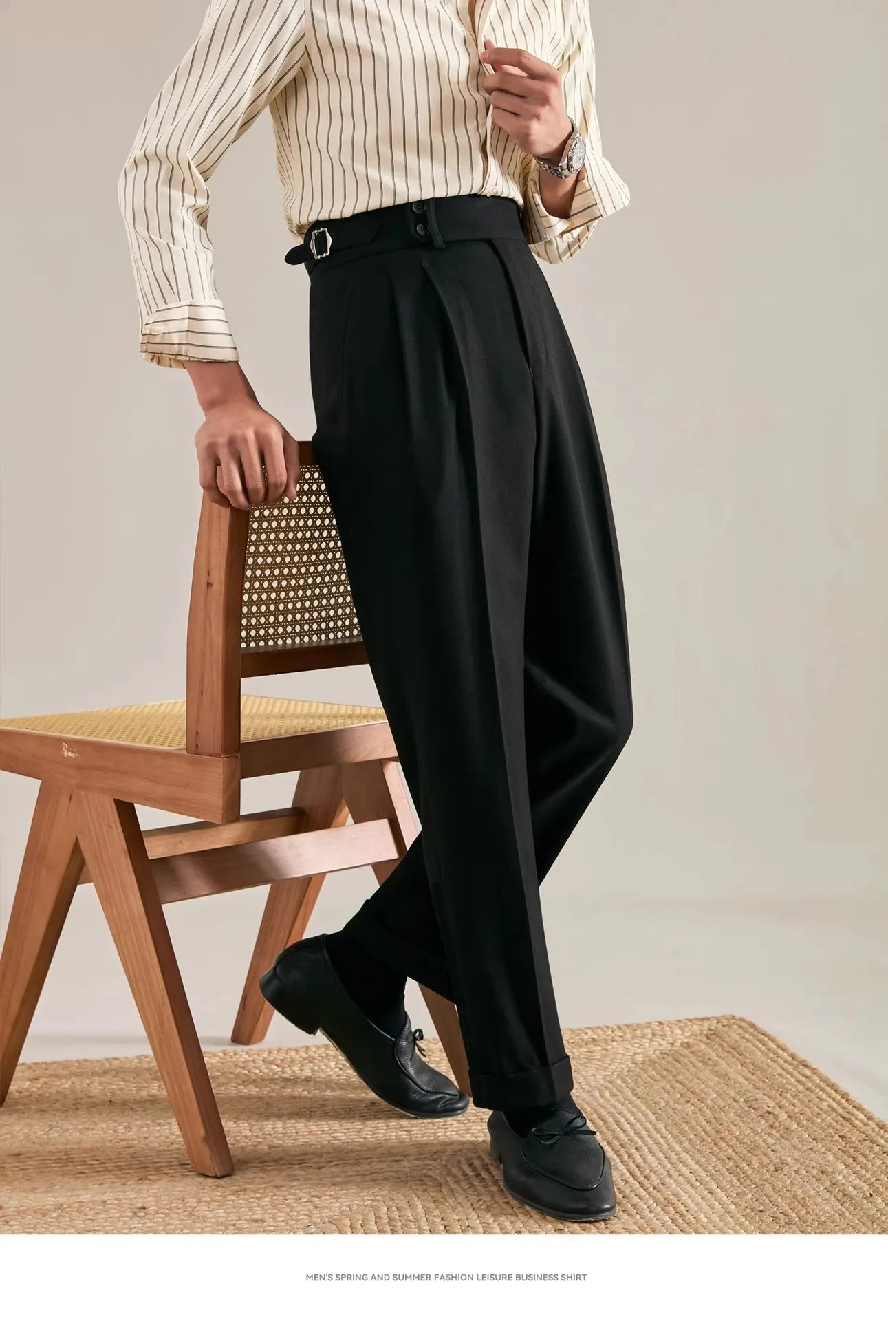 Italian Naples Trousers High Waisted Straight Men's Business Casual Pants High-end Elegant Retro Suit Pants Banquet Wedding