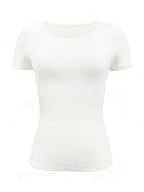 Summer Women's Tops Causal Basic T-Shirts Scoop Neck Short Sleeved Crop Tops Cute Slim Fit Tees Pullovers Clothing Y2K 2025 New