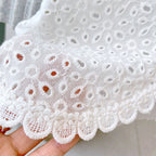 Girls 2024 Summer Clothing Sets Hollow Lace Suit Baby Casual Sleeveless T-shirt+Shorts Kids Clothing Sets Baby Clothes Outfits