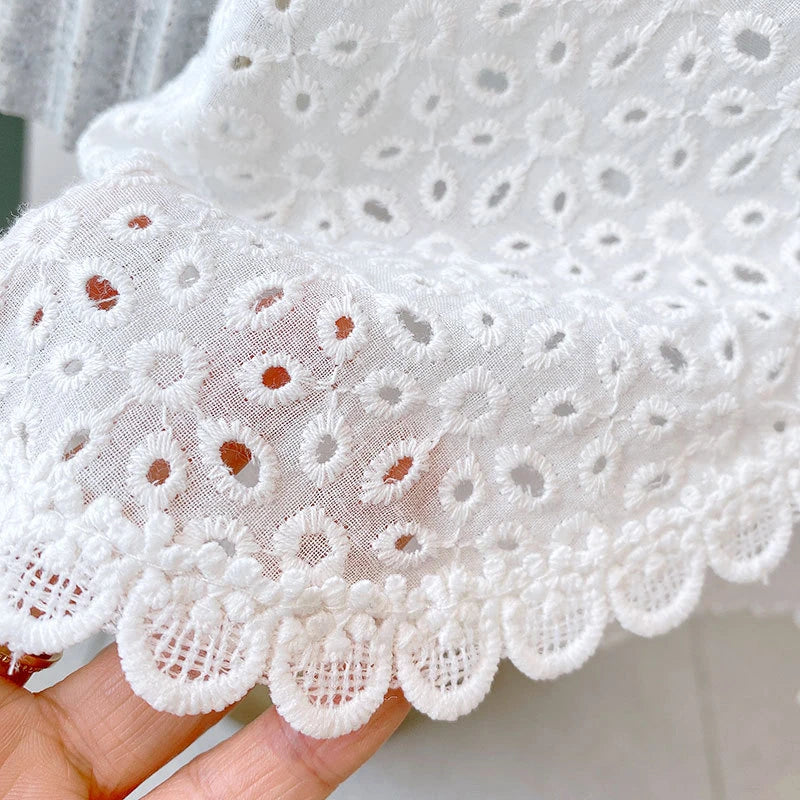 Girls 2024 Summer Clothing Sets Hollow Lace Suit Baby Casual Sleeveless T-shirt+Shorts Kids Clothing Sets Baby Clothes Outfits