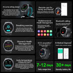 Sapphire Glass AMOLED Blood Pressure Smart Watches ECG Blood Oxygen Blood Pressure Air Pump Sport Health Tracking Smartwatch NFC