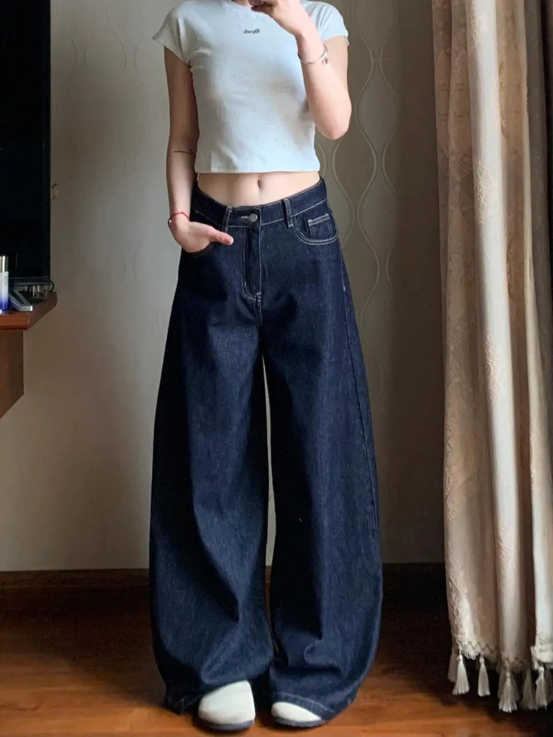 Harajuku Fashion Korean Popular Clothes Women's Denim Pants Bootcut Jeans Y2k Baggy American Vintage Pant Woman Clothing 2000s