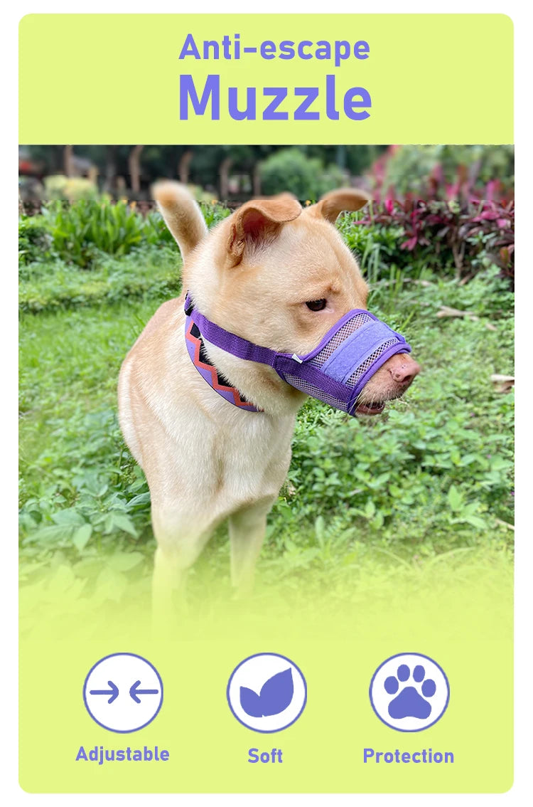 Dog muzzle Prevents biting barking and accidental eating prevents slipping off fits small medium large dogs adjustable