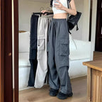 High Waist Wide Leg Workwear Pants Women's Spring 2024 Loose Sun Protection Casual Sports Thin Style Fashionable Trousers