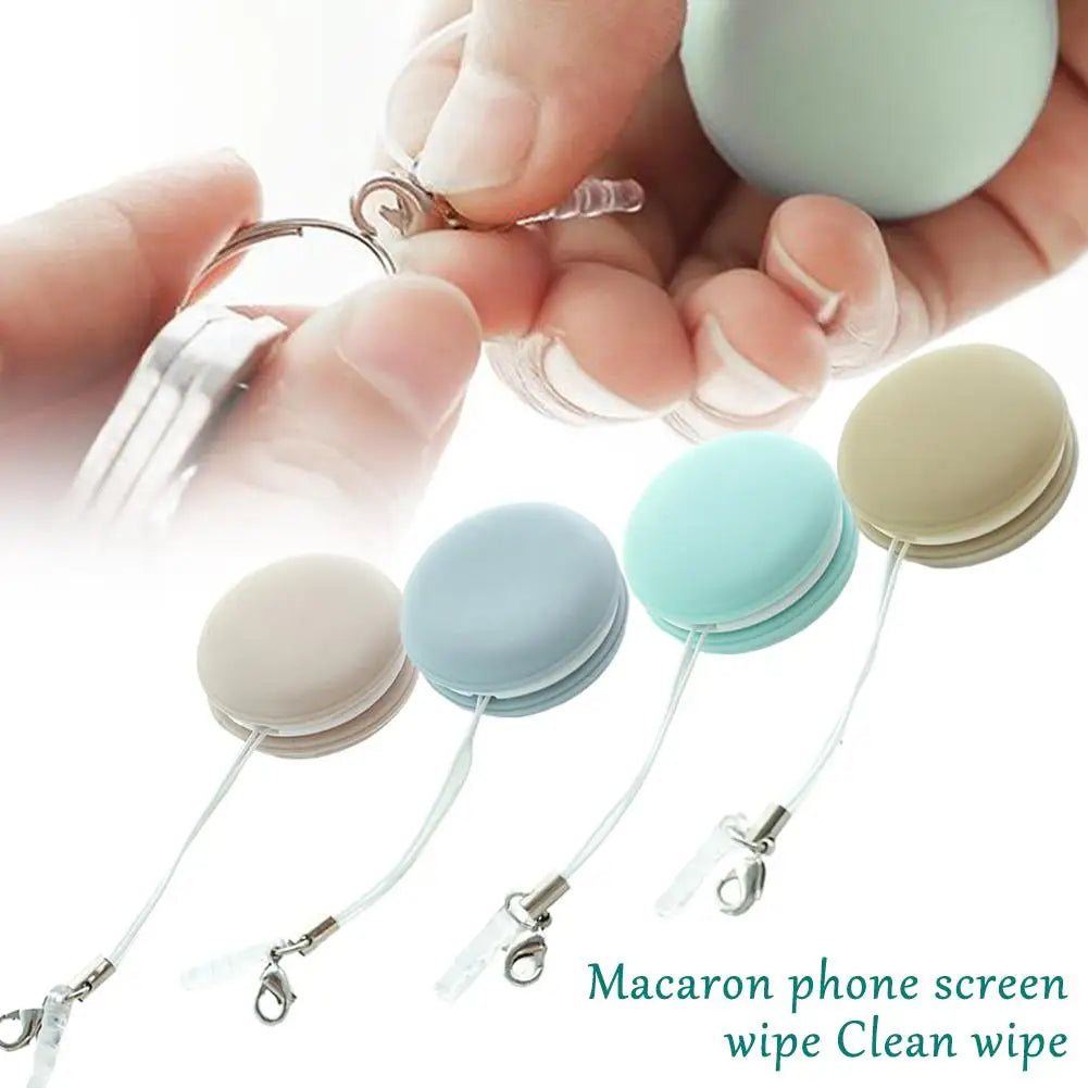 Cell Phone Screen Wipe Macaron Shape Cleaning Cloth Pendant Multifunction Cleaning Tools Glasses Lens Cleaner Key Pendant Gift