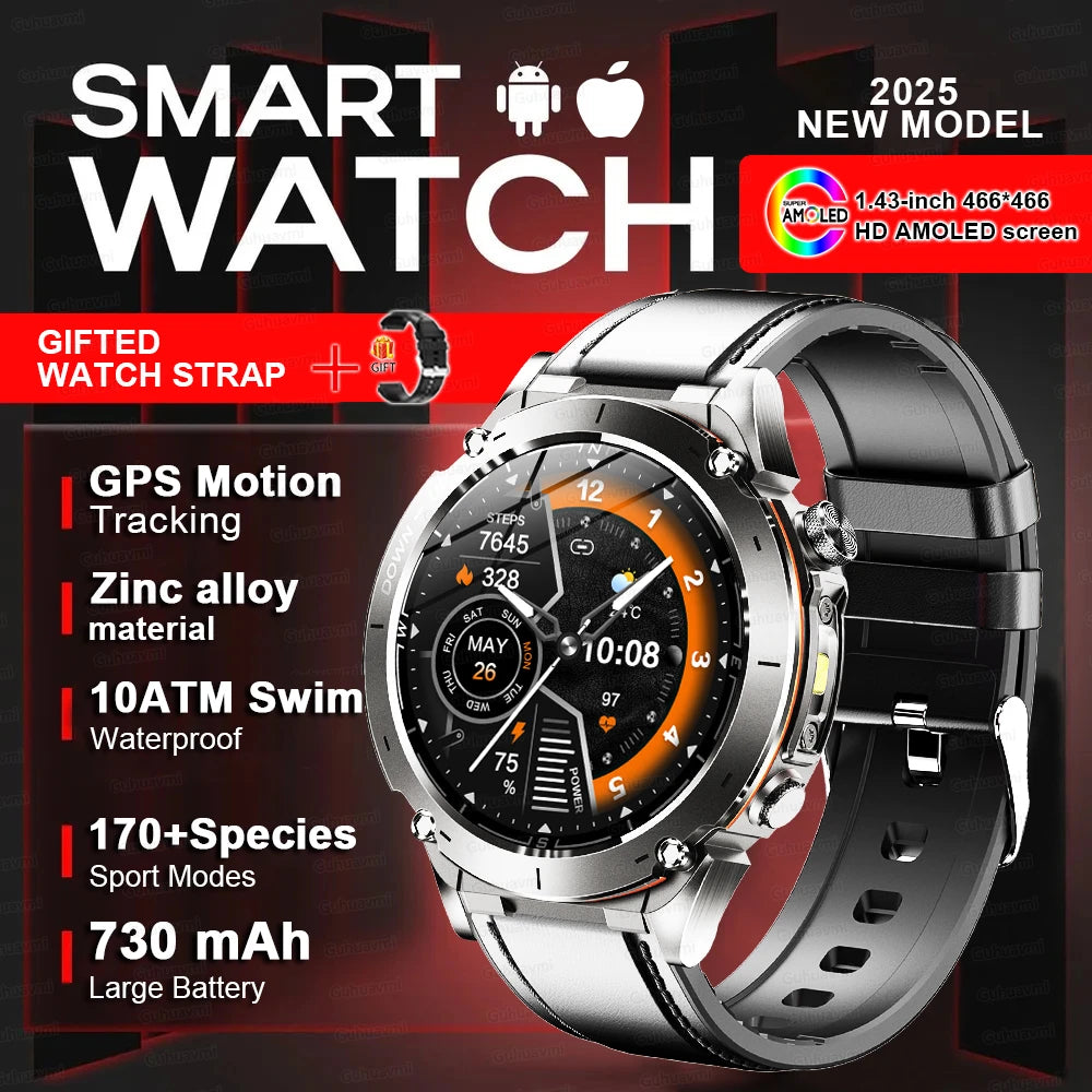 Men New Outdoors Sports Military GPS SmartWatch 10ATM Waterproof 730mAh High Battery Compass NFC HD Call For Huawei Xiaomi Watch