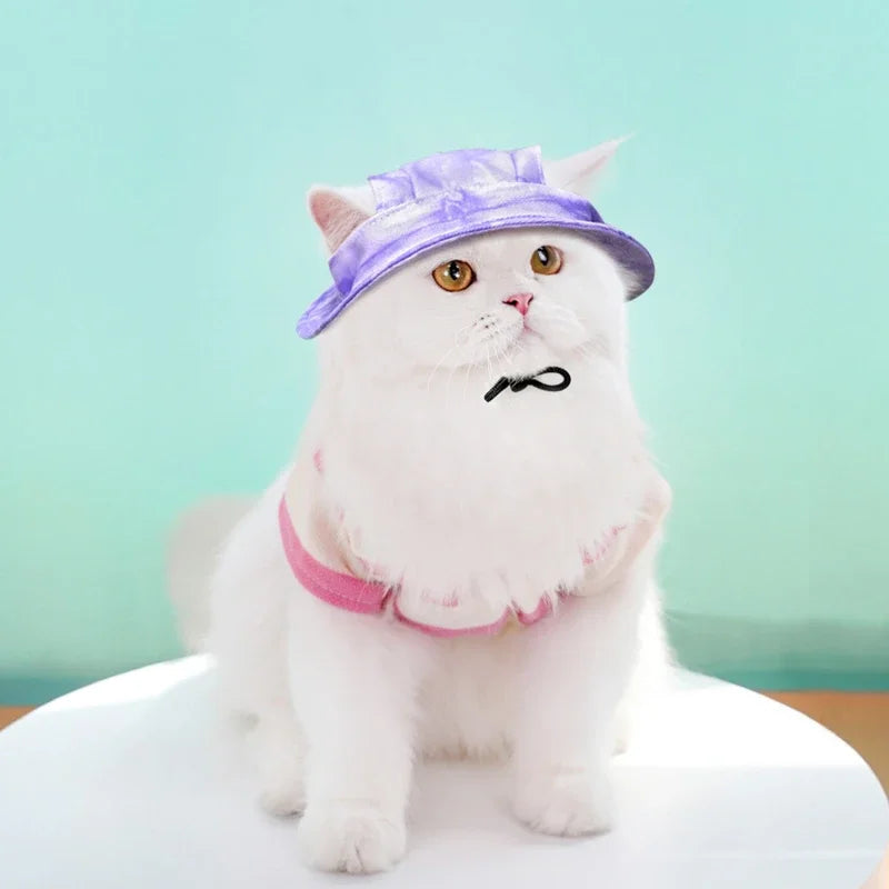 Dog Hat Cat Sunscreen Hats Cute Cap Outdoor Sports Hat with Ear Holes Adjustable for Small and Medium Dog Large Dogs Clothing