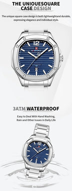 NAVIFORCE Men Luxury Brand Watches Military Sport Mens Wrsitwatches Full Steel Quartz Clock Men's Waterproof Business Watch