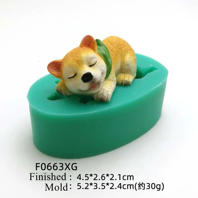 13 Dogs Shape Silicone Fondant Cake Decorating Mold Corgi Bulldog Chocolate Polymer Clay Mould Animal Cake Tool Bakeware M485