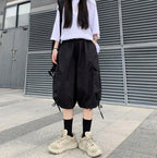 Zoki Streetwear Harajuku Oversize Bf Cargo Shorts Hip Hop Fashion High Waist Women Big Pockets Casual Shorts Summer Loose Shorts