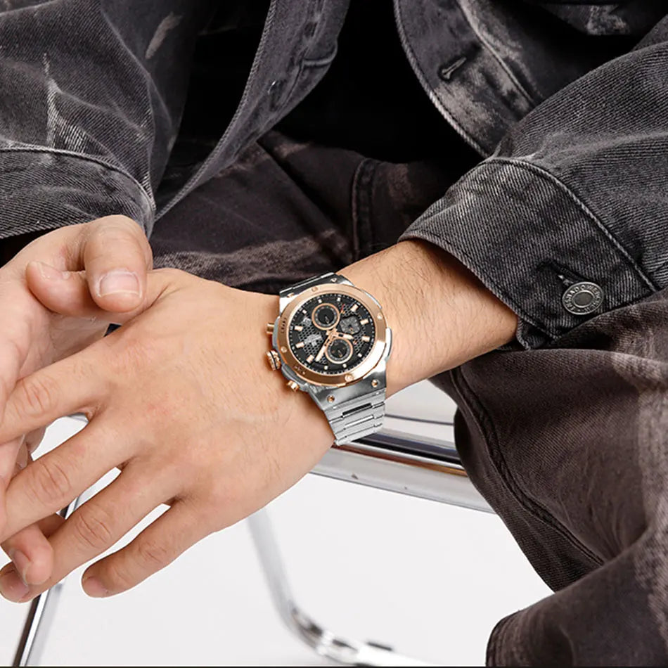 NAVIFORCE Man Quartz Top Brand Watch Luxury Luminous Chronograph Wristwatch Stainless Steel Waterproof Men Date Calendar Clock