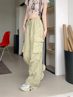 High Waist Wide Leg Workwear Pants Women's Spring 2024 Loose Sun Protection Casual Sports Thin Style Fashionable Trousers