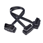 Flat+Thin 16Pin OBD 2 Extender OBD2 16 Pin ELM327 Male To Dual Female Y Splitter Elbow OBDII Extension Connector Cable Free Ship
