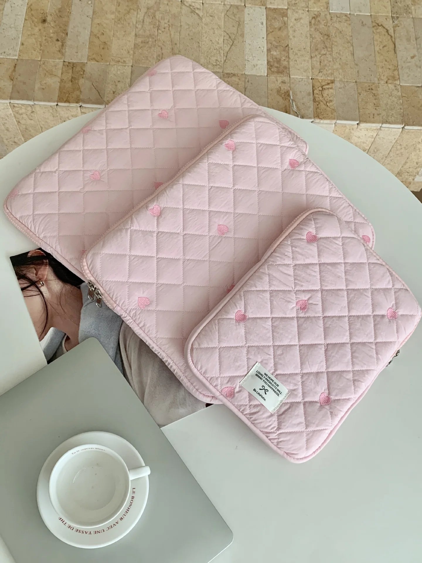 Cute Print Love Embroidery Laptop Bag 11 13.3 14 15 15.6 16 Inch Computer Bag Protection Case Laptop Sleeve Computer Case Bag