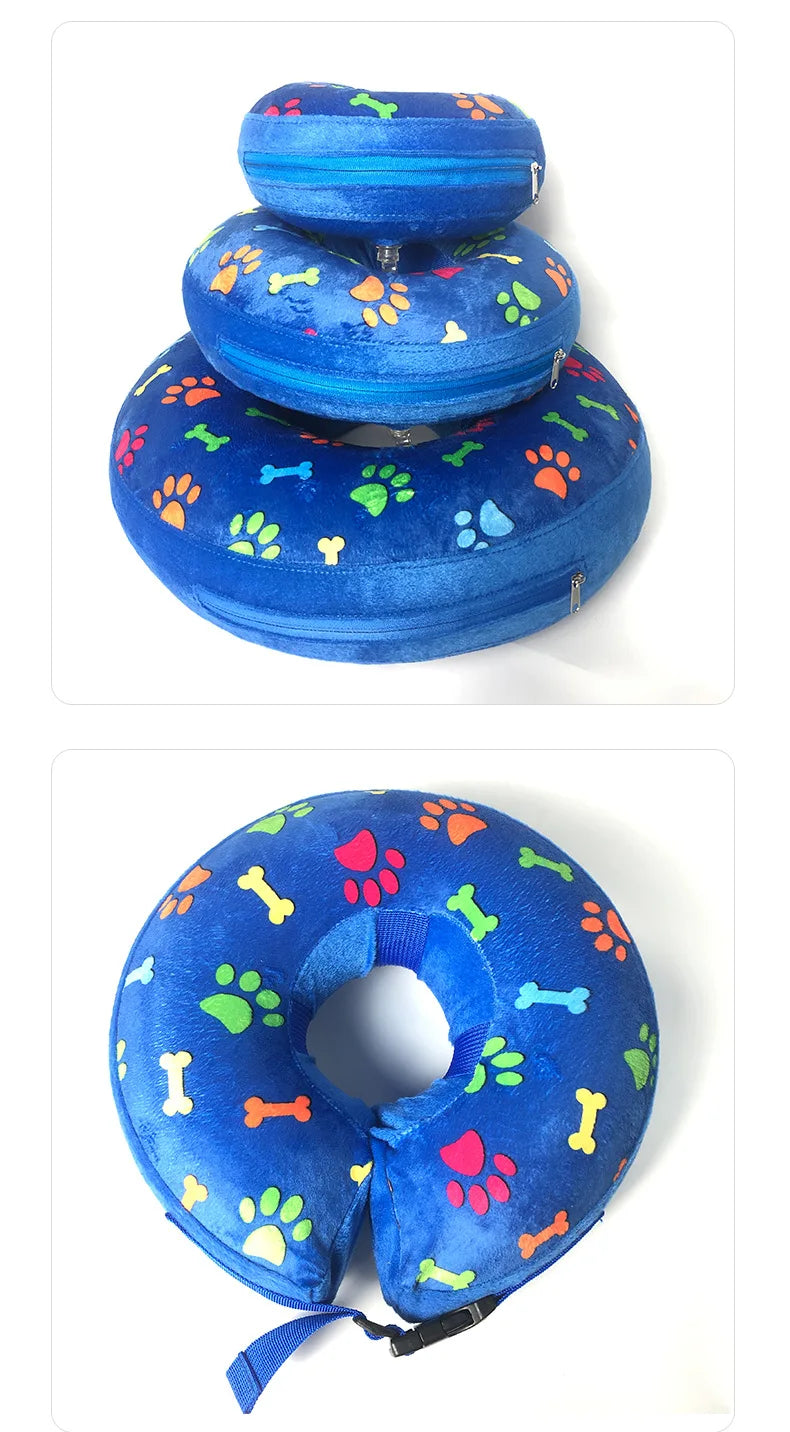 Soft Inflatable Dog Collar Elizabeth Cone Alternative, Post-Surgery Recovery Donut for Small to Large Dogs, Stops Licking Wounds