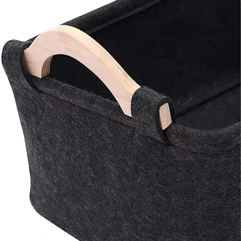 Felt Pet Toy Storage Basket Foldable Dog Toy Box Large Capacity Storage Basket for Dog Cats Household Storage Container