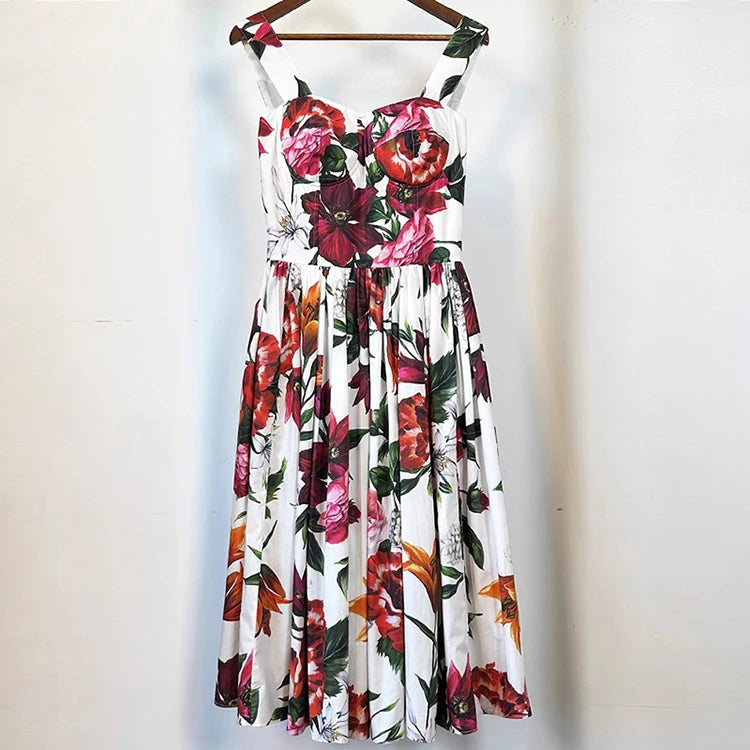 MARYYIMEI Fashion Design Summer Women's Dress Spaghetti Strap Backless Square-Neck Casual Holiday Cotton Dresses