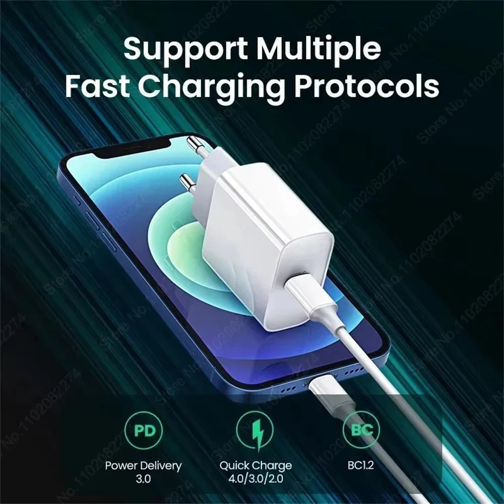 Original PD 40W Fast Charger For iPhone 15 11 12 13 14 16 Pro Max Charging Cable For iPhone USB Type C Charger Phone Accessories