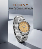 BERNY Watches for Men Luminous AR Sapphire Classic Dress Business Quartz Men's Watch 10ATM Elegant Fashion Casual Wristwatch