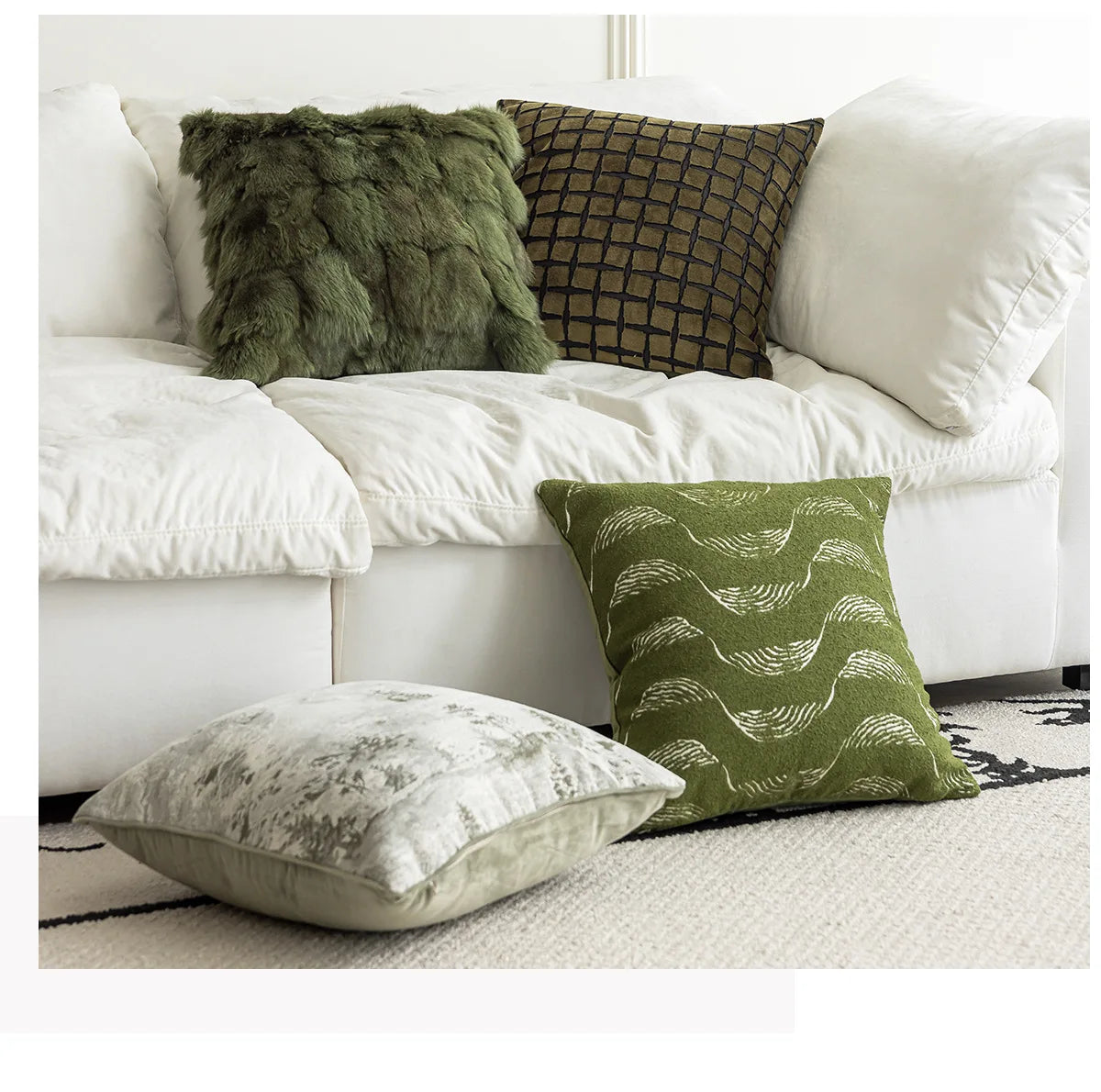 45X45CM Green Retro Throw Pillow Cover French Light Luxury Stamping Waist Cushion Cover Decor Home Decorative Pillowcase