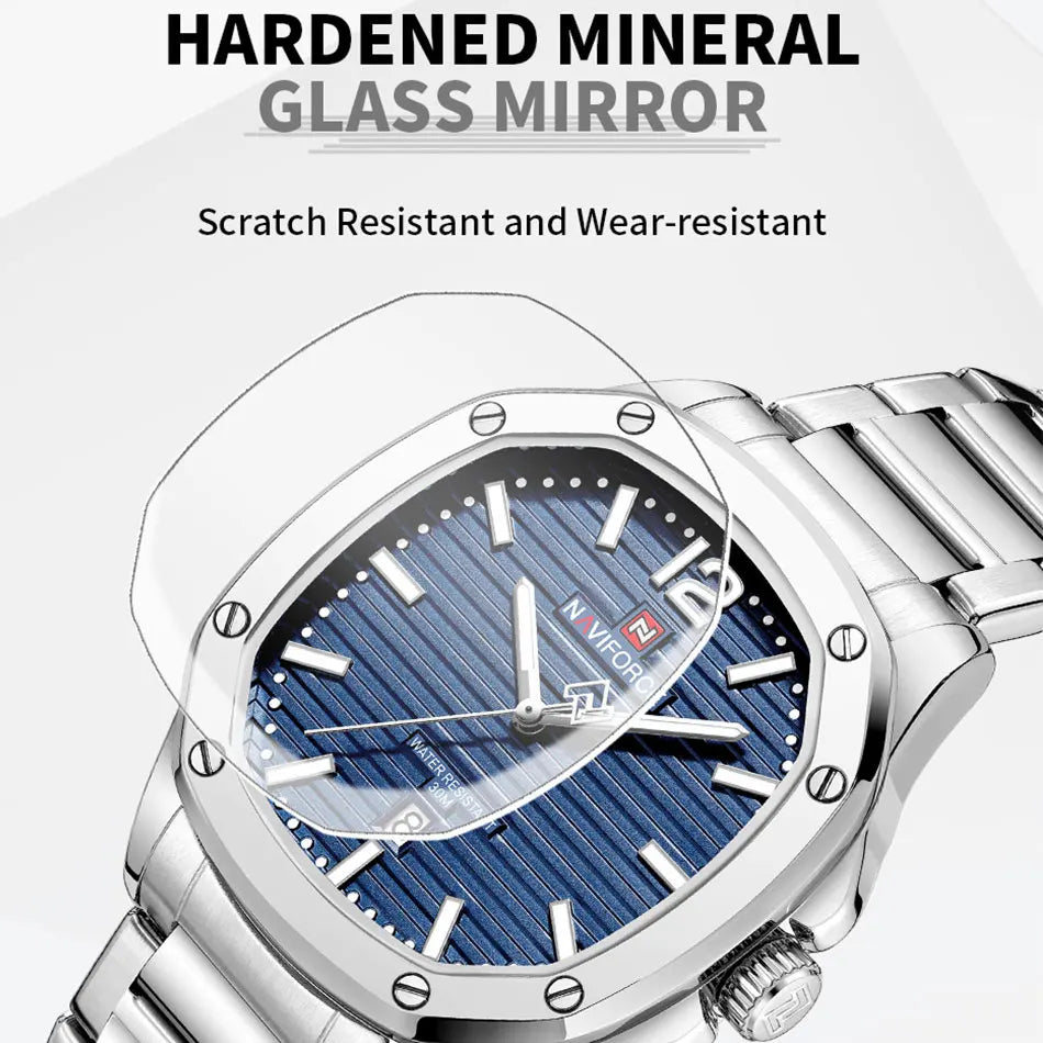 NAVIFORCE Men Luxury Brand Watches Military Sport Mens Wrsitwatches Full Steel Quartz Clock Men's Waterproof Business Watch