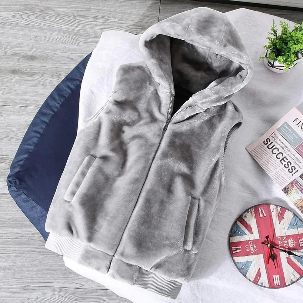 White Wool Vest Jacket Men Autumn Winter Sleeveless Jacket Men Waistcoat Warm Coat Faux Woolen Mens Clothing 2024 Trends