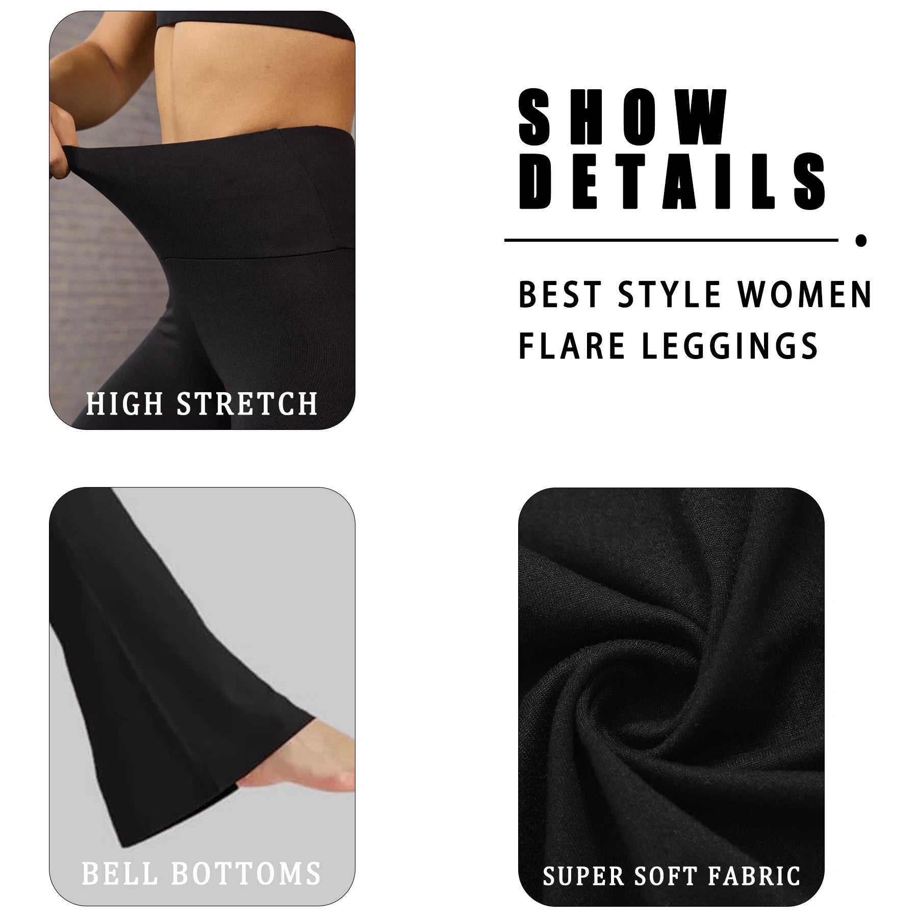 3 Pack Women's Super Soft Flare Pants High Waisted Tummy Control Workout Yoga Push Up Gym Fitness Long Leggings Bell Bottoms