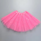 Kids Baby Star Glitter Dance Tutu Skirt For Girl Sequin 3 Layers Tulle Toddler Pettiskirt Children Chiffon 2-8T