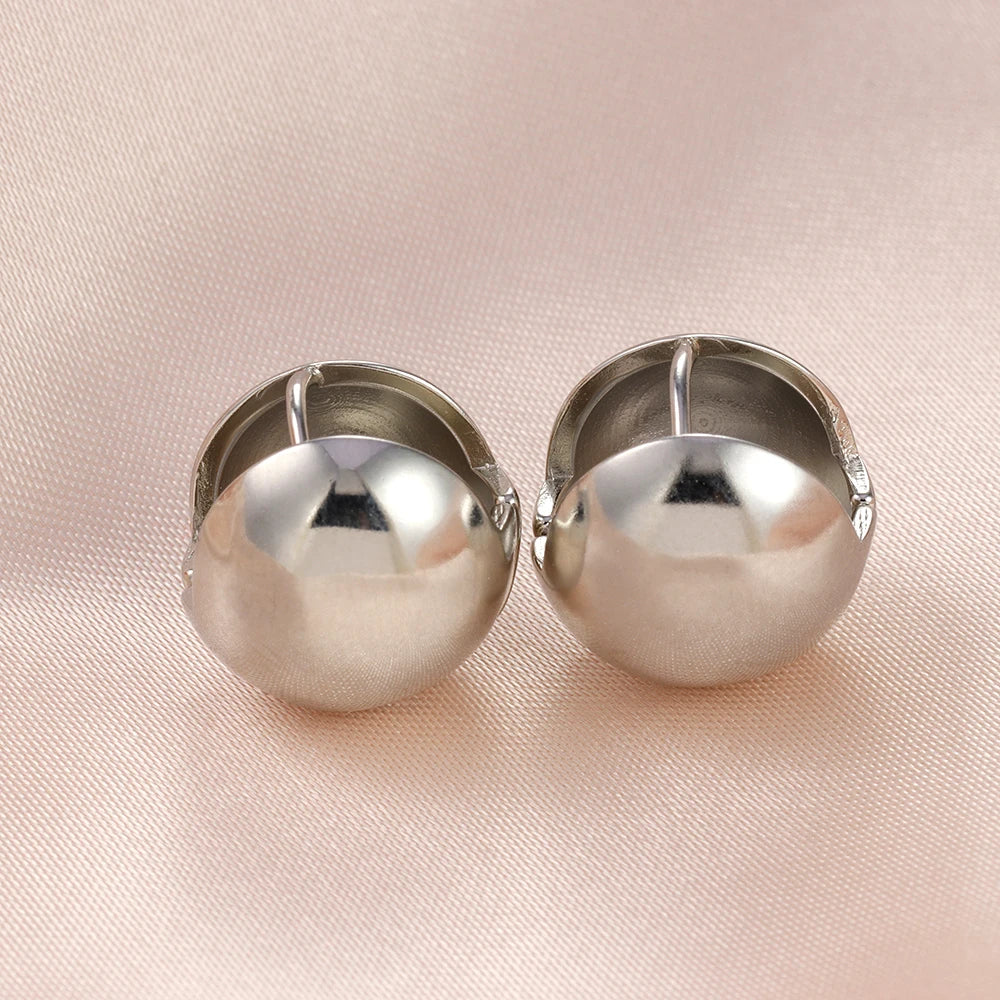 2025 Gold Silver Color Ball Round Simple Hight Quality Luxury Earrings Punk Geometric Stud Earrings For Women Party Jewelry Gift