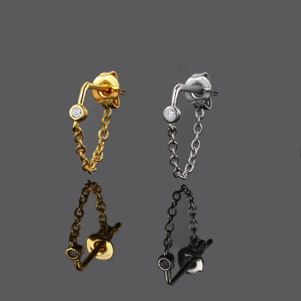 Piercing Helix Lobe Hoop Chain Earrings Zircon Gold Color Tragus Rook Ear Cartilage Accessories Women Jewelry Gift Wholesale
