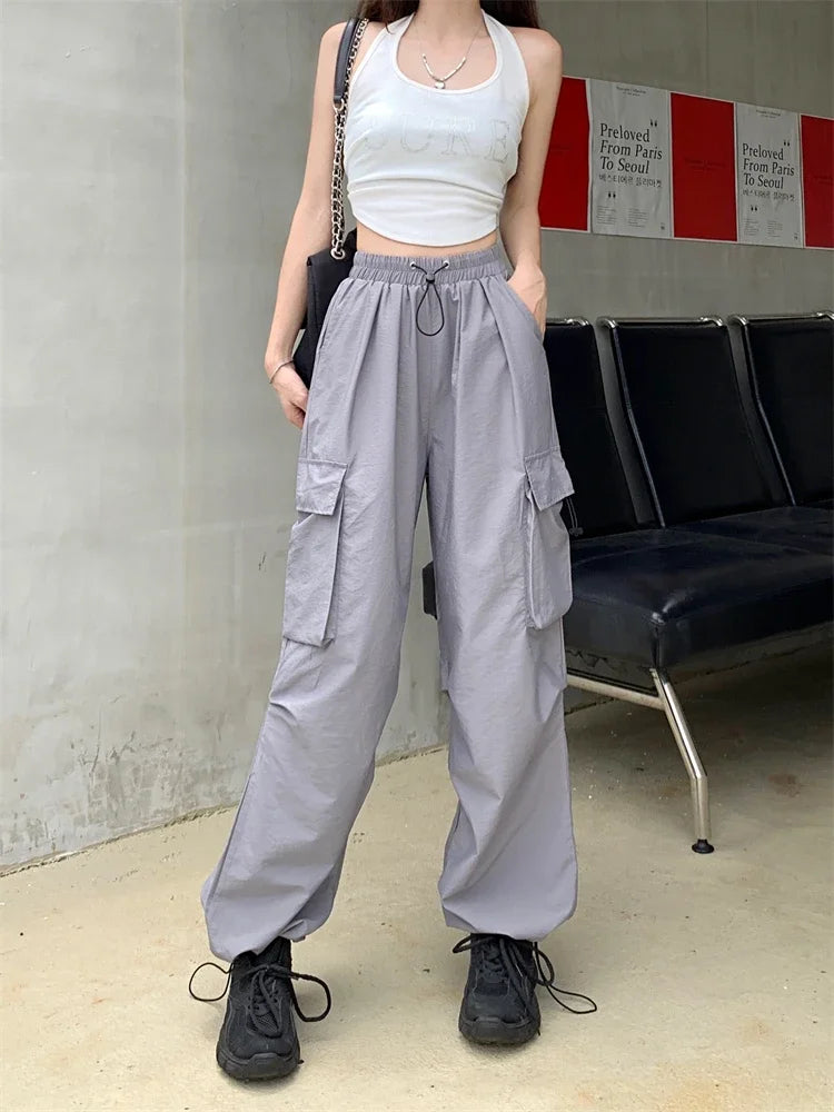 High Waist Wide Leg Workwear Pants Women's Spring 2024 Loose Sun Protection Casual Sports Thin Style Fashionable Trousers